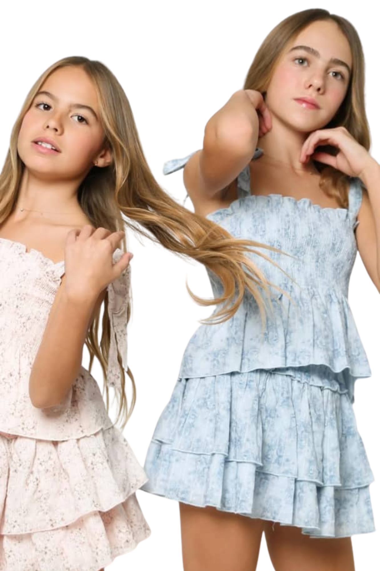 GIGI TOP & SKIRT IN MINI ROSES BLUE