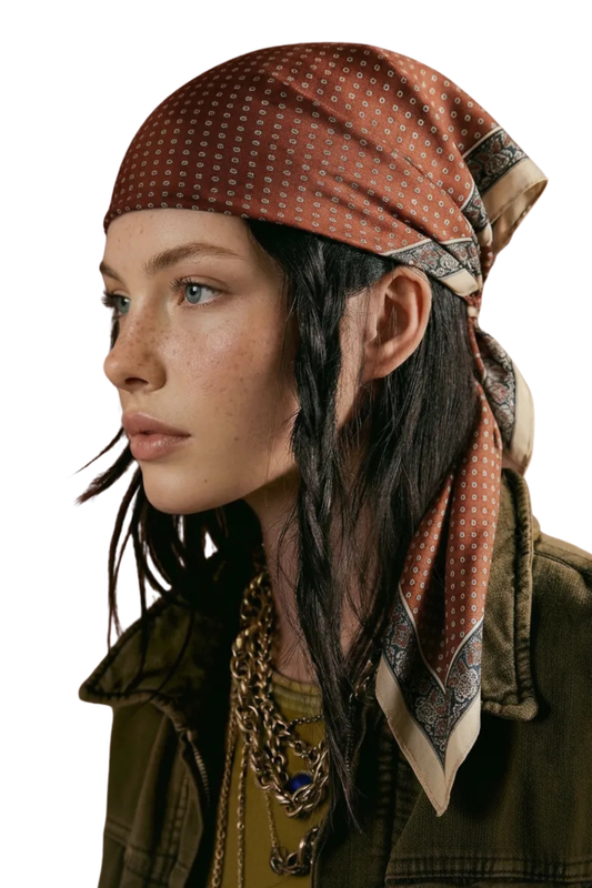 SILK TRIANGLE BROWN SCARF