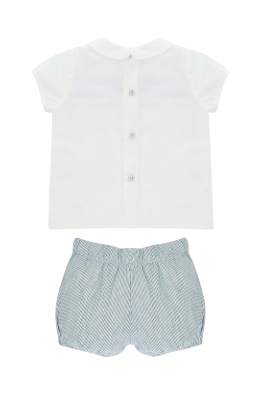 CONJUNTO NIÑO PUNTO SMOCK AZUL