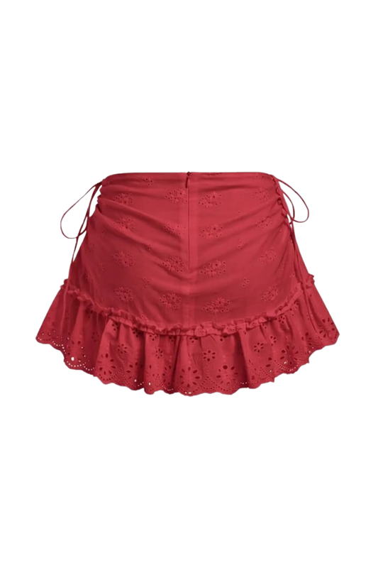 BRODERIE WINE MINI SKIRT