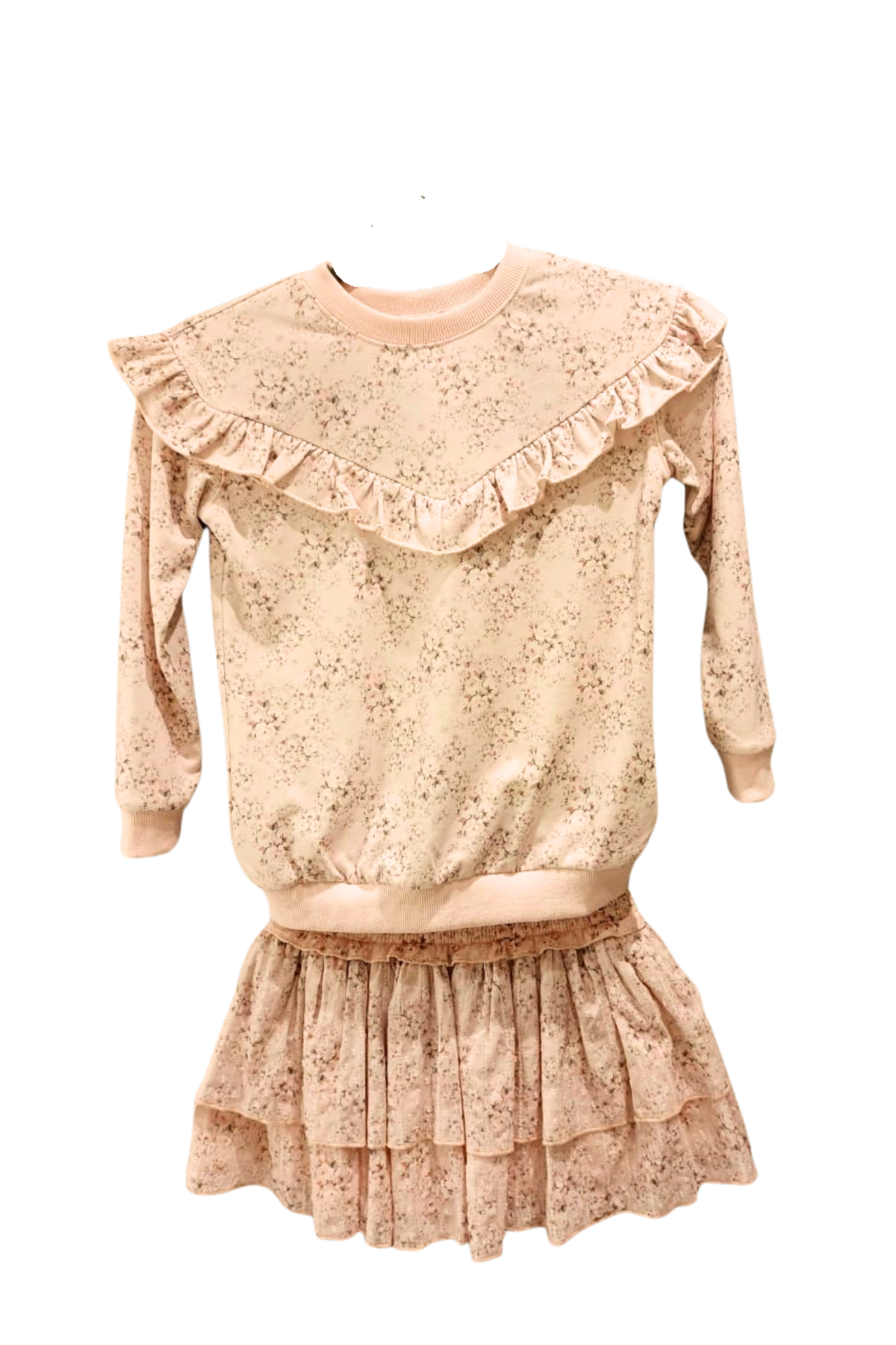 BARDOT SWEATSHIRT & SKIRT IN PINK MINI ROSES