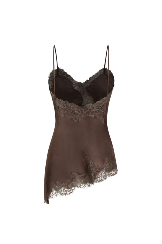 SATIN LACE BROWN CAMI
