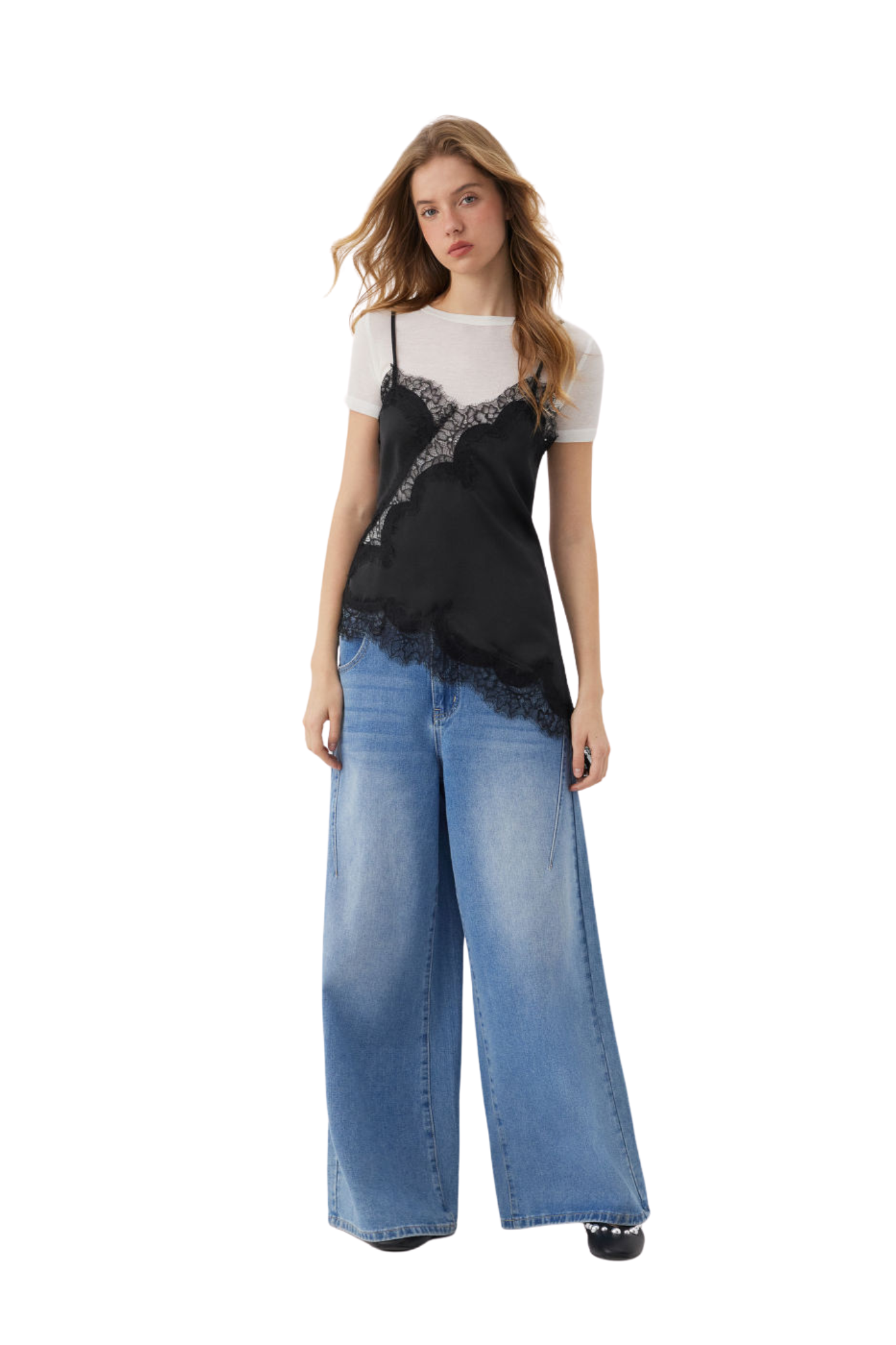 SATIN LACE BLACK CAMI