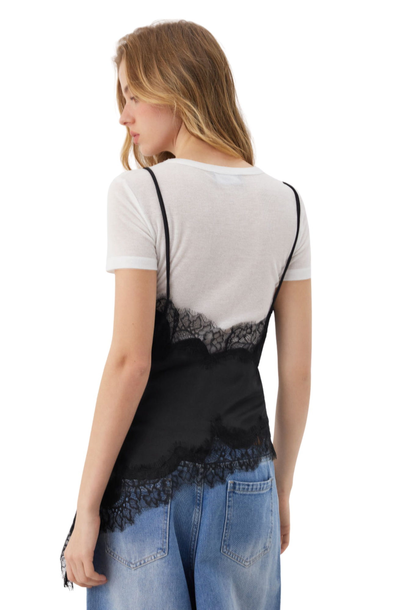 SATIN LACE BLACK CAMI