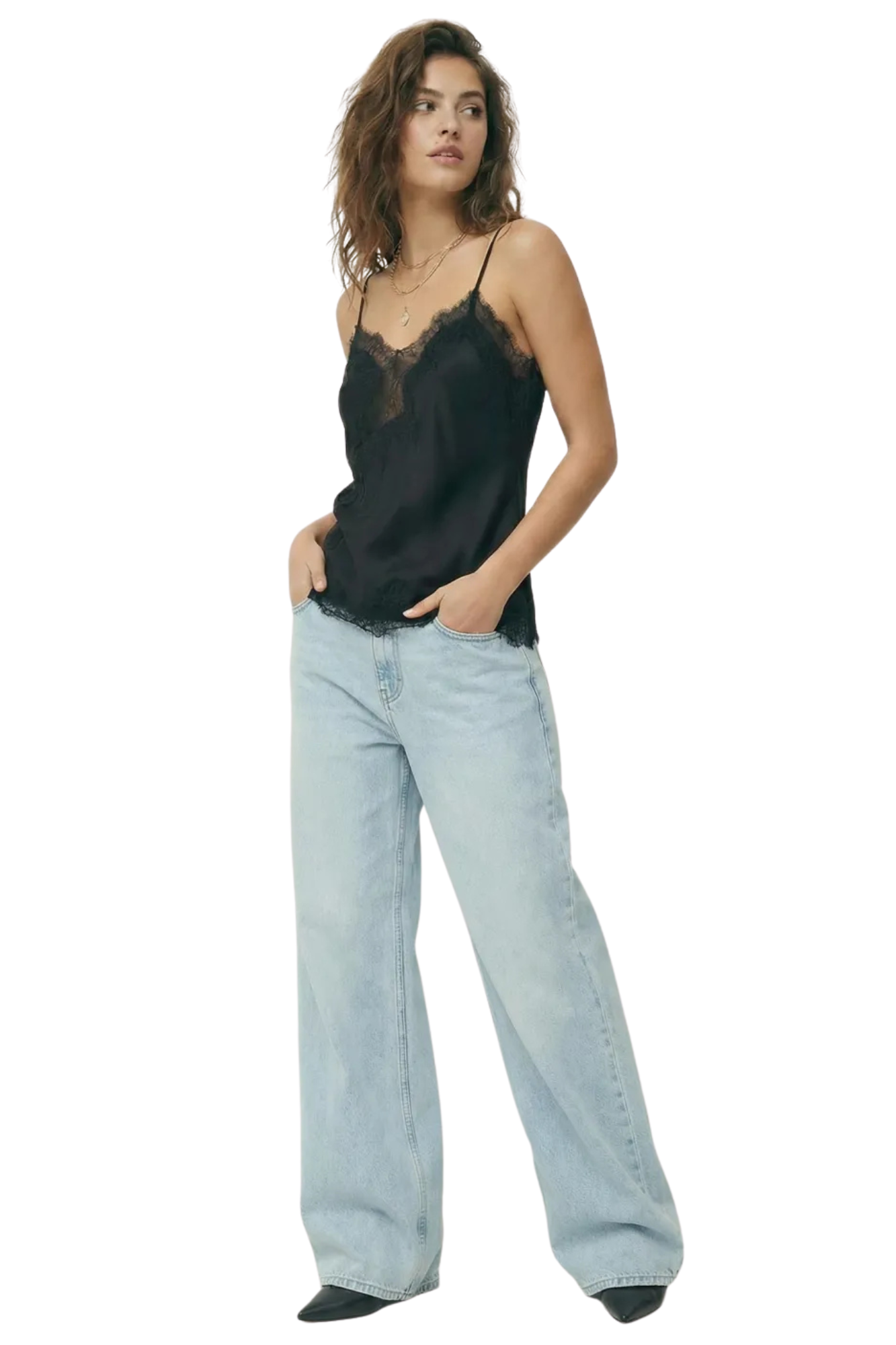 SATIN LACE BLACK CAMI