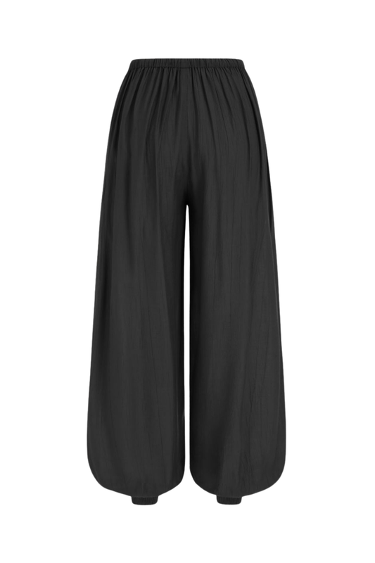 RUCHED BLACK TROUSERS