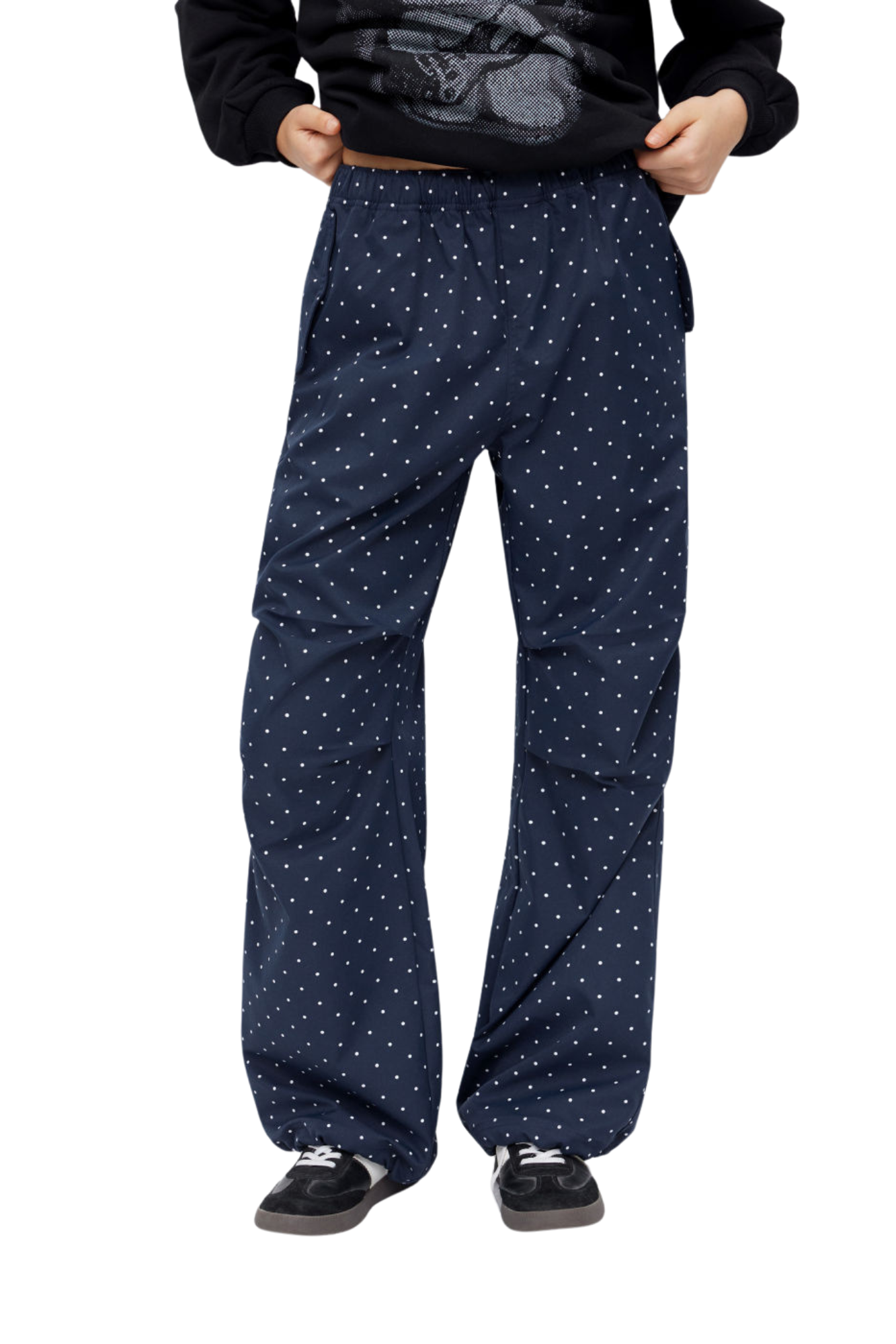 POLKA DOT ELASTIC NAVY PANTS