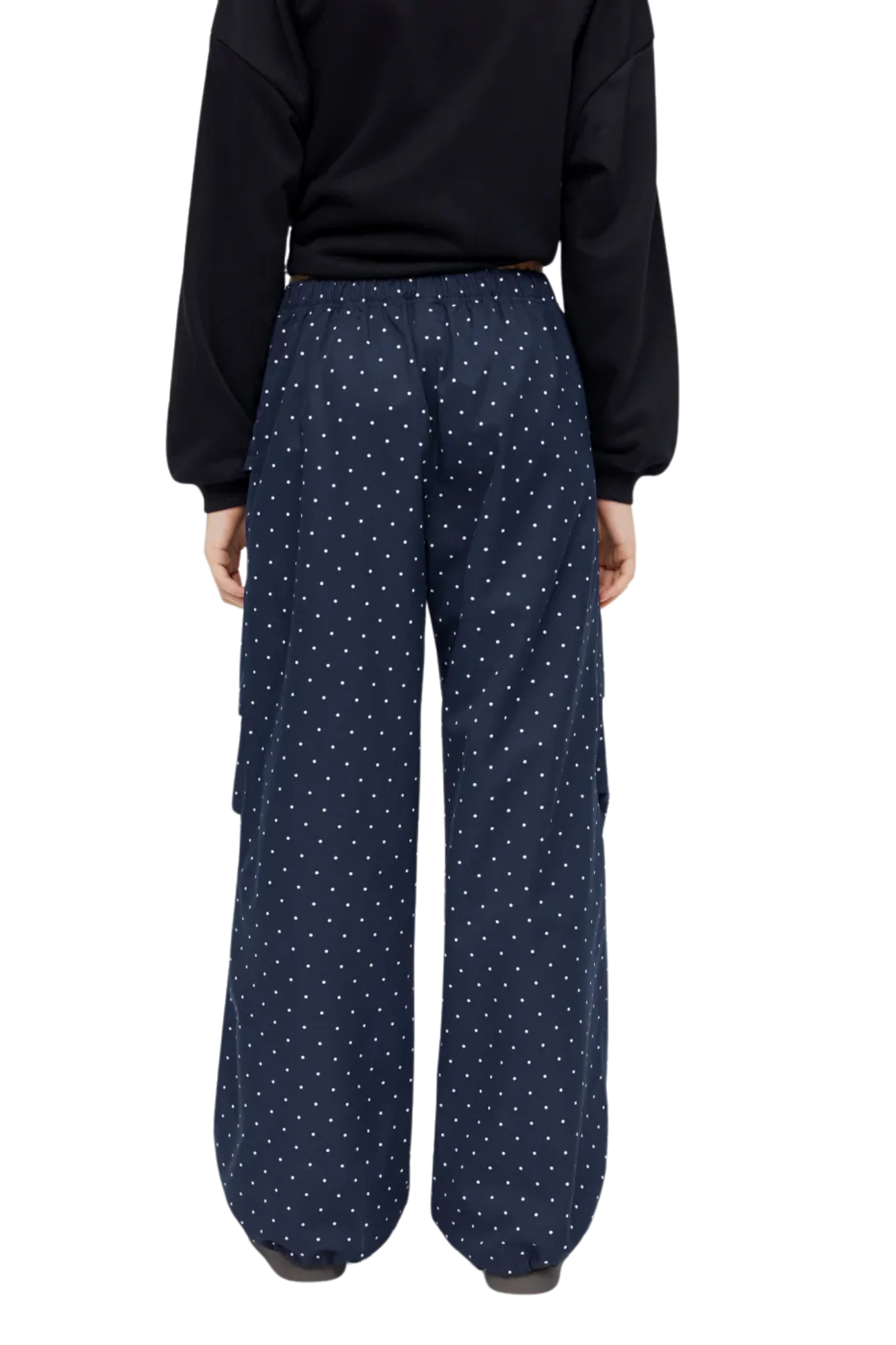 POLKA DOT ELASTIC NAVY PANTS