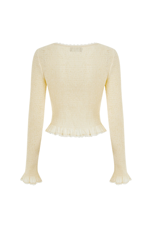 CROP RUFFLE BLOUSE CREAM