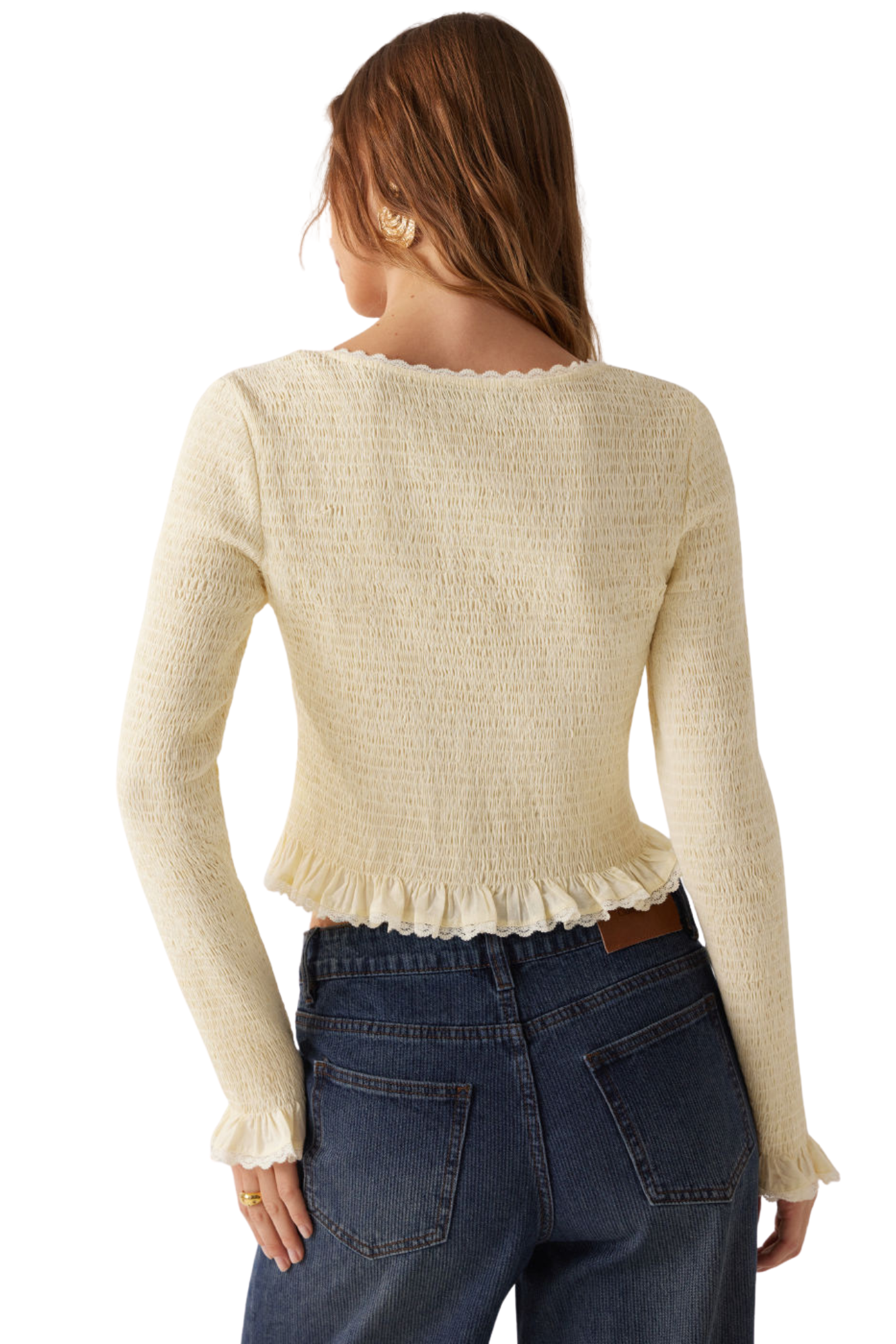 CROP RUFFLE BLOUSE CREAM