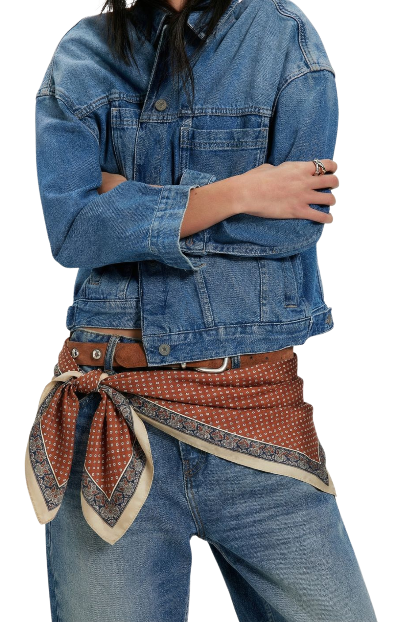 SILK TRIANGLE BROWN SCARF