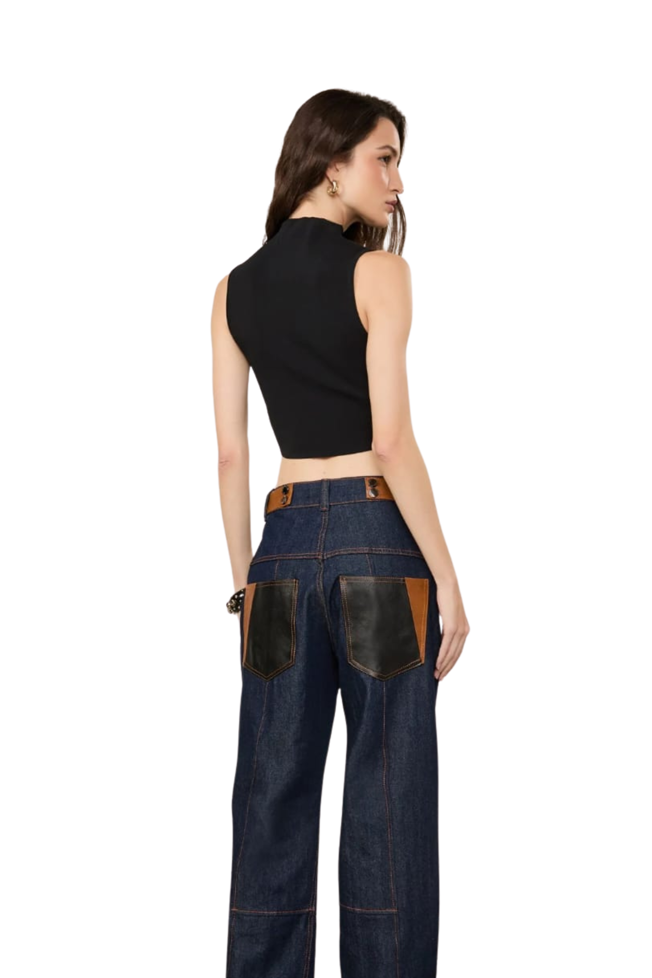 JEANS A LA CADERA  CON CUERO