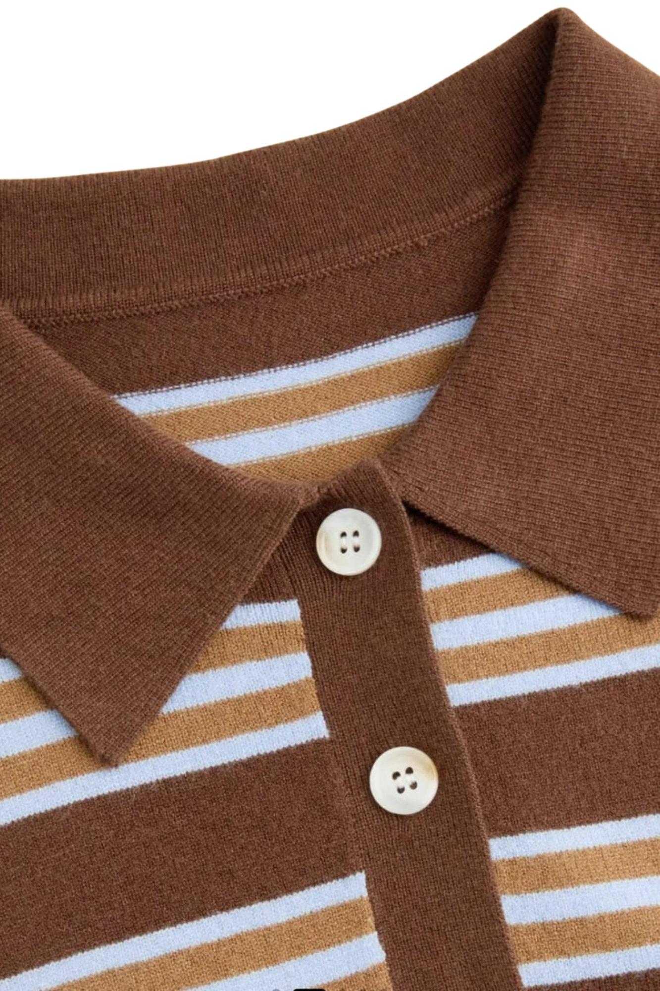 BROWN STRIPE LONG SLEEVE KNIT POLO