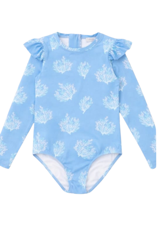 TRAJE DE BAÑO NIÑA MANGA LARGA AZUL