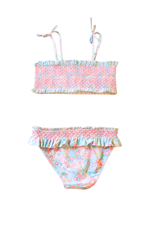 BIKINI FLORES NIÑA PICNIC CORAL
