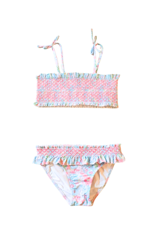 BIKINI FLORES NIÑA PICNIC CORAL