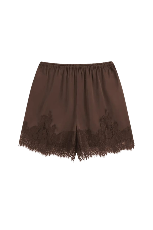 SATIN BROWN SHORTS
