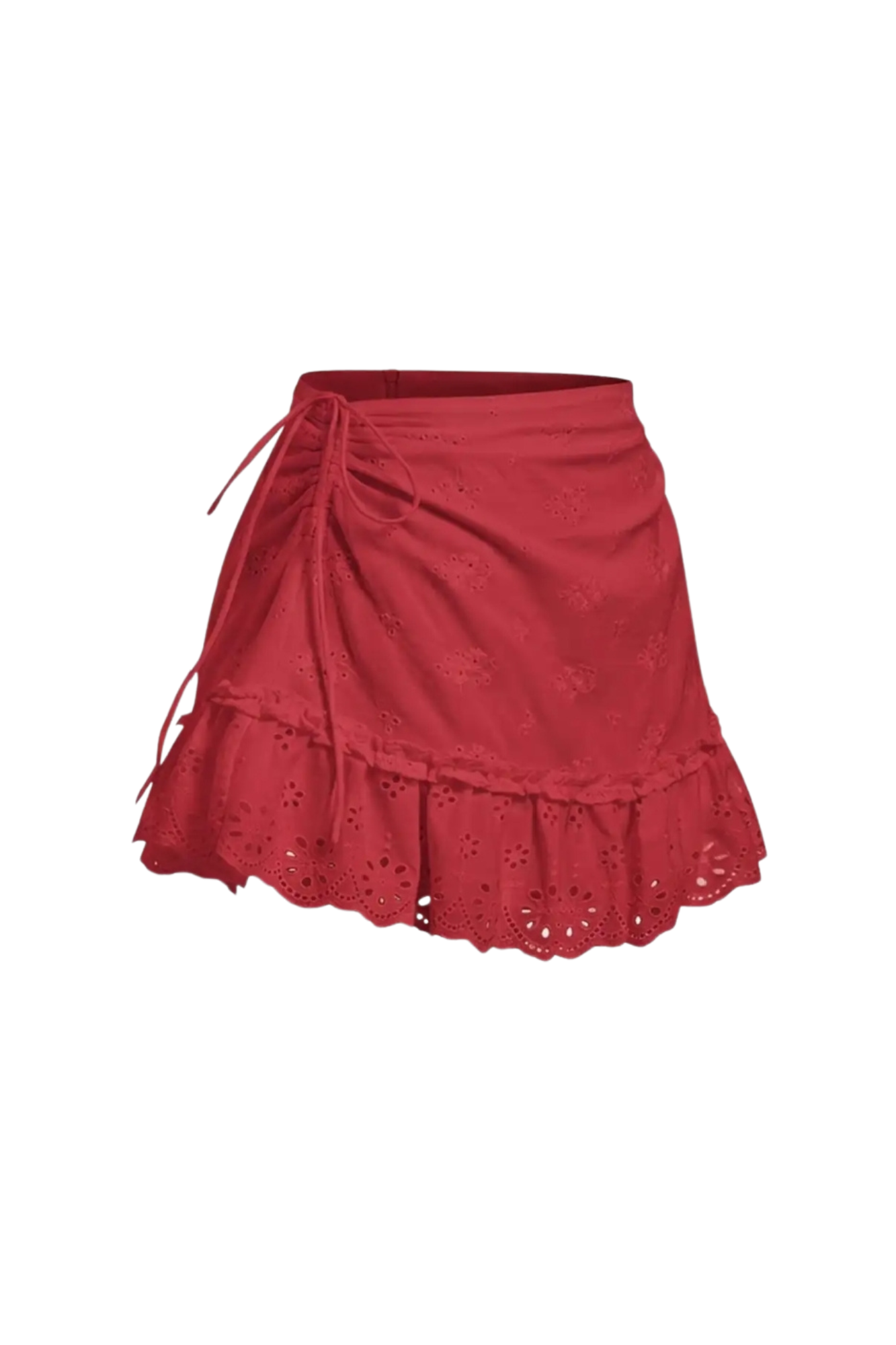 BRODERIE WINE MINI SKIRT