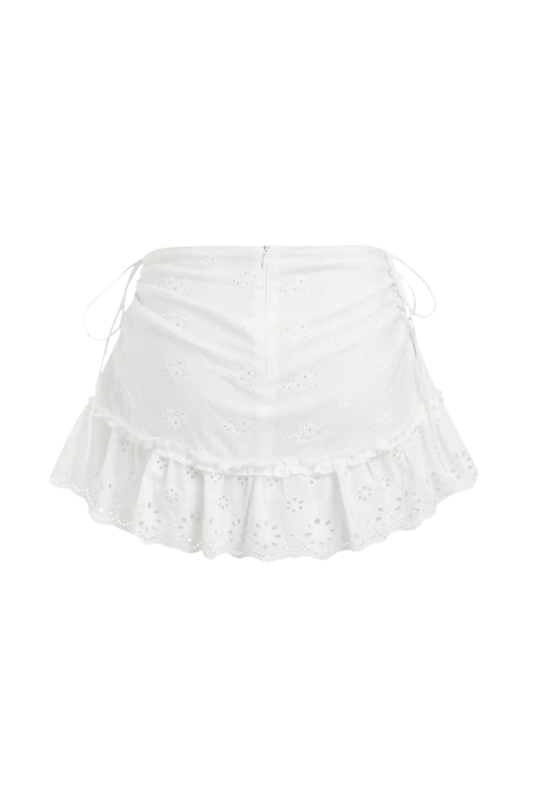 BRODERIE WHITE MINI SKIRT