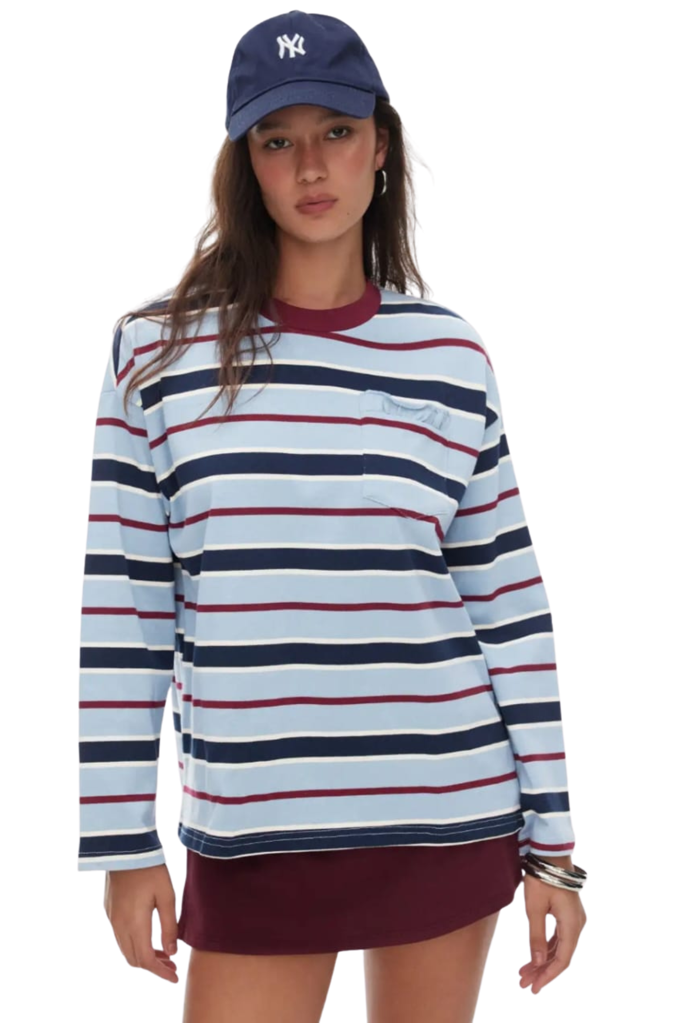 COTTON STRIPE OVERSIZED TEE