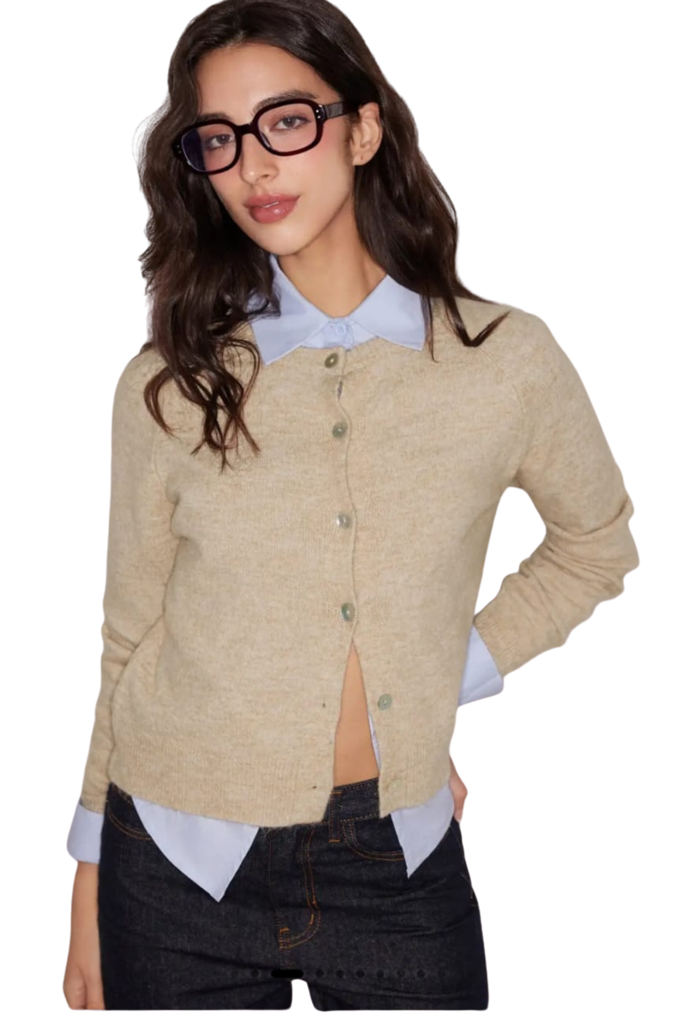 KNIT KHAKI CARDIGAN
