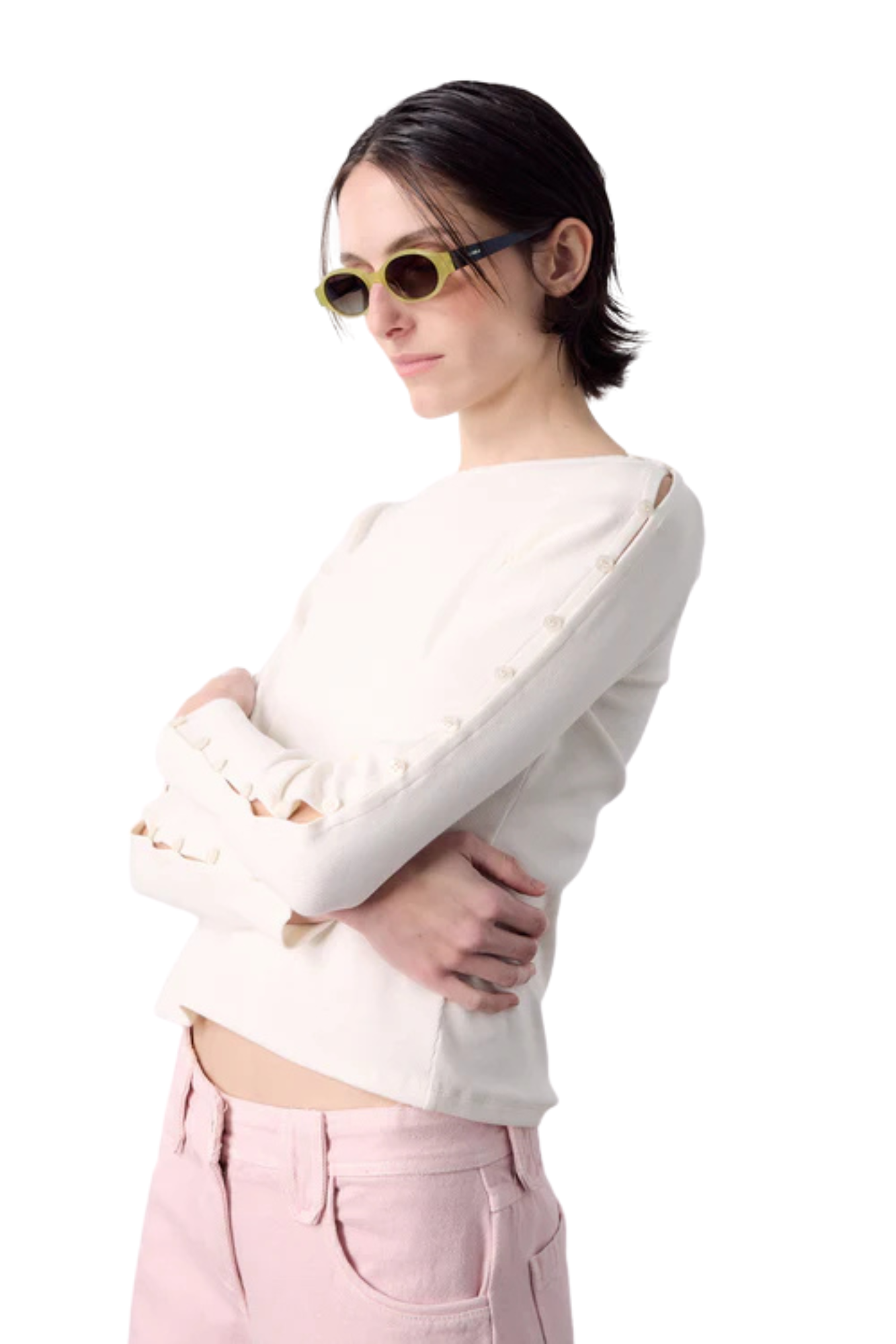 CAMISETA BOTONES BLANCA