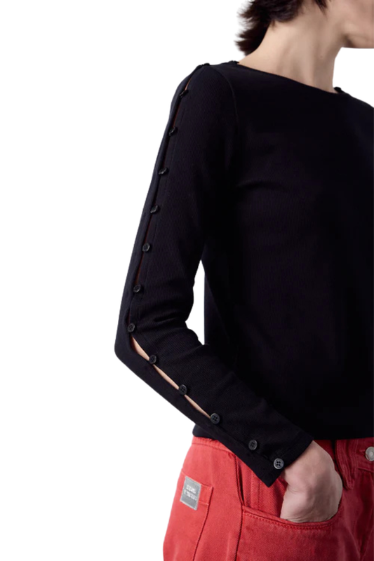 CAMISETA BOTONES NEGRO