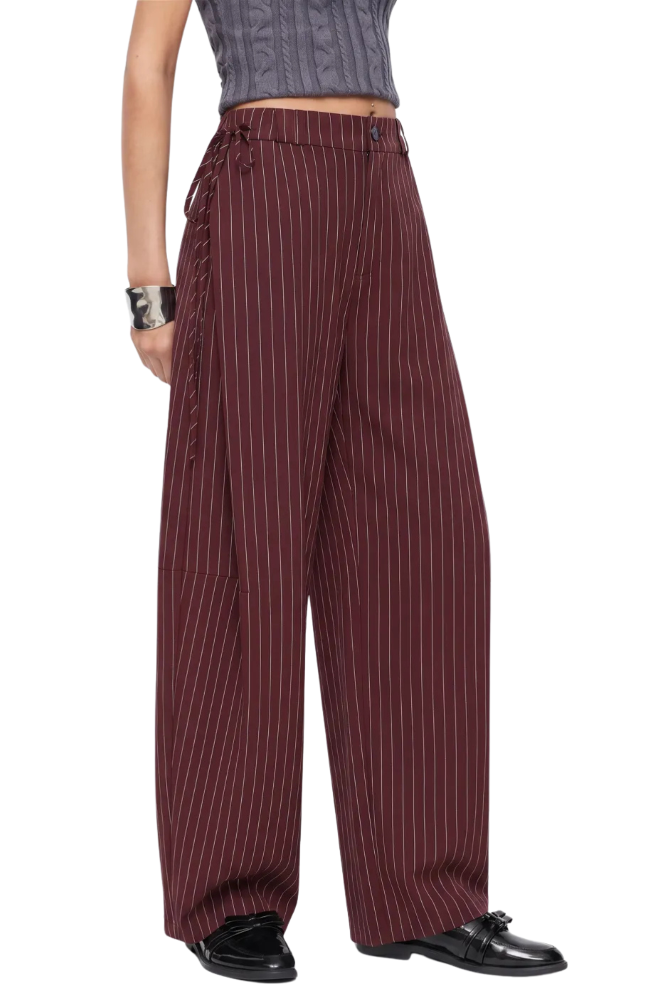 BURGUNDY BARREL TROUSERS