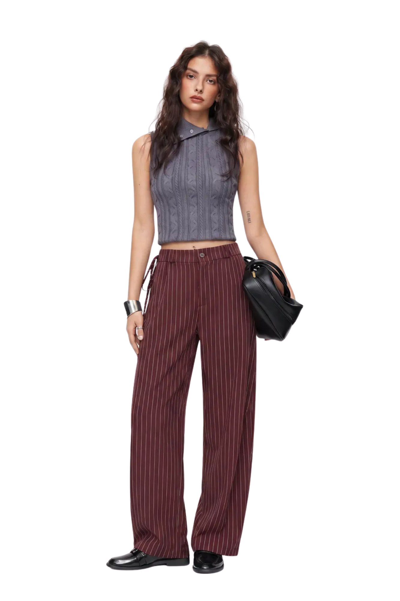 BURGUNDY BARREL TROUSERS