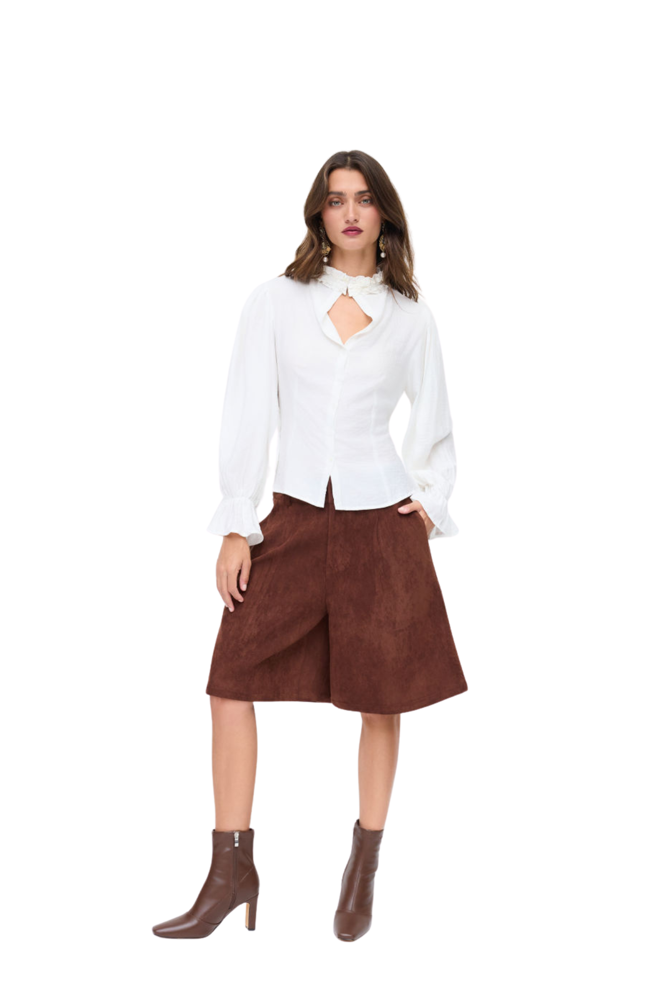 BROWN BERMUDA WITH POCKETS