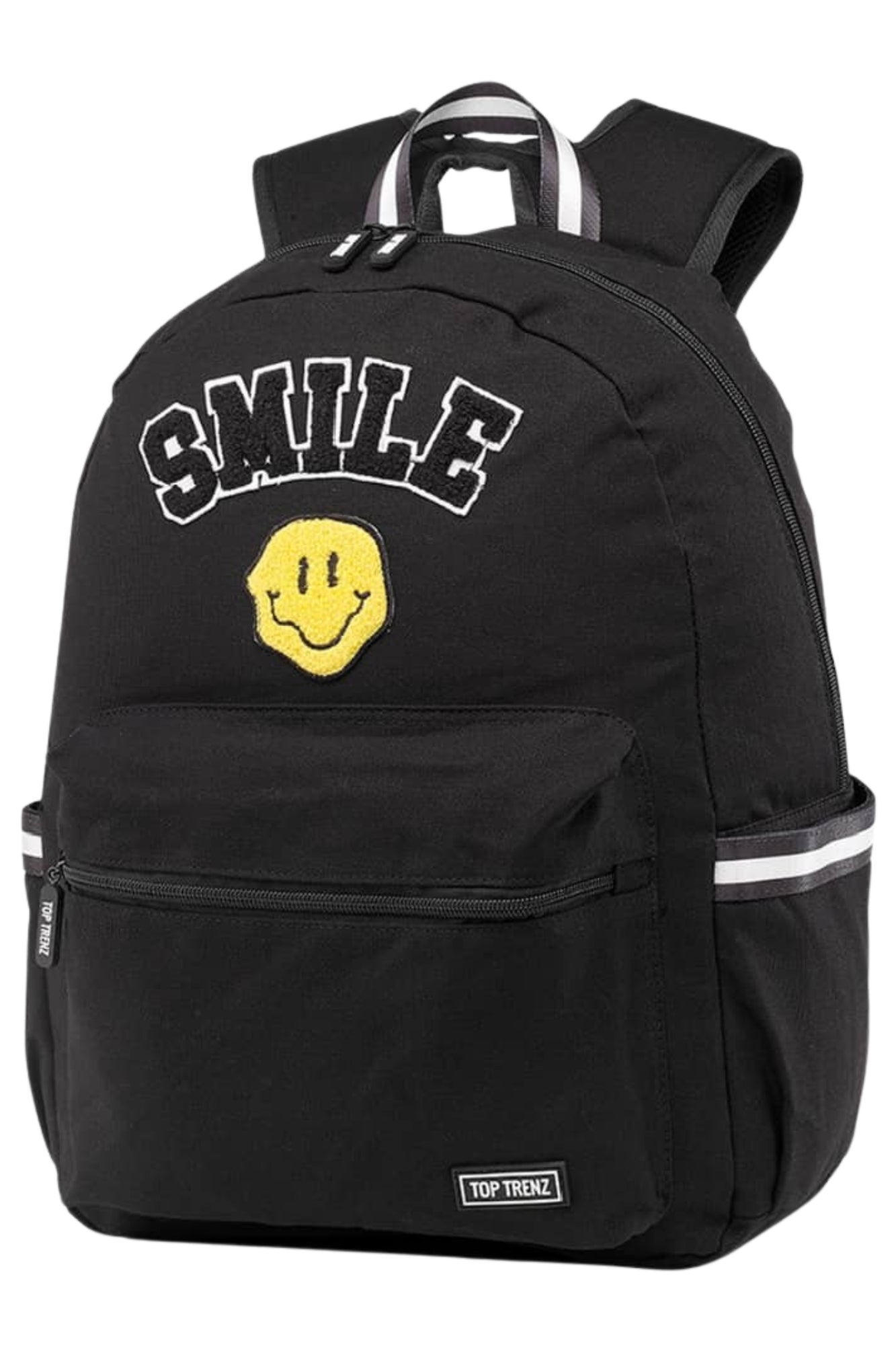 BLACK SMILE CANVAS PATCHES BACKPACK
