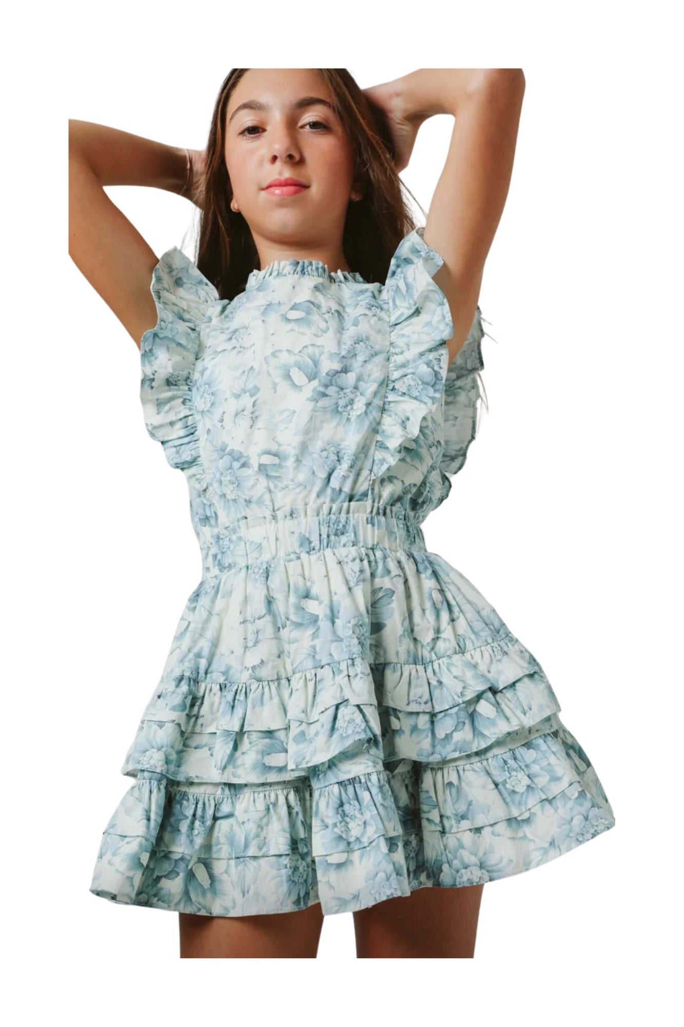 GUSTAVIA DRESS IN BLUE PEONIES