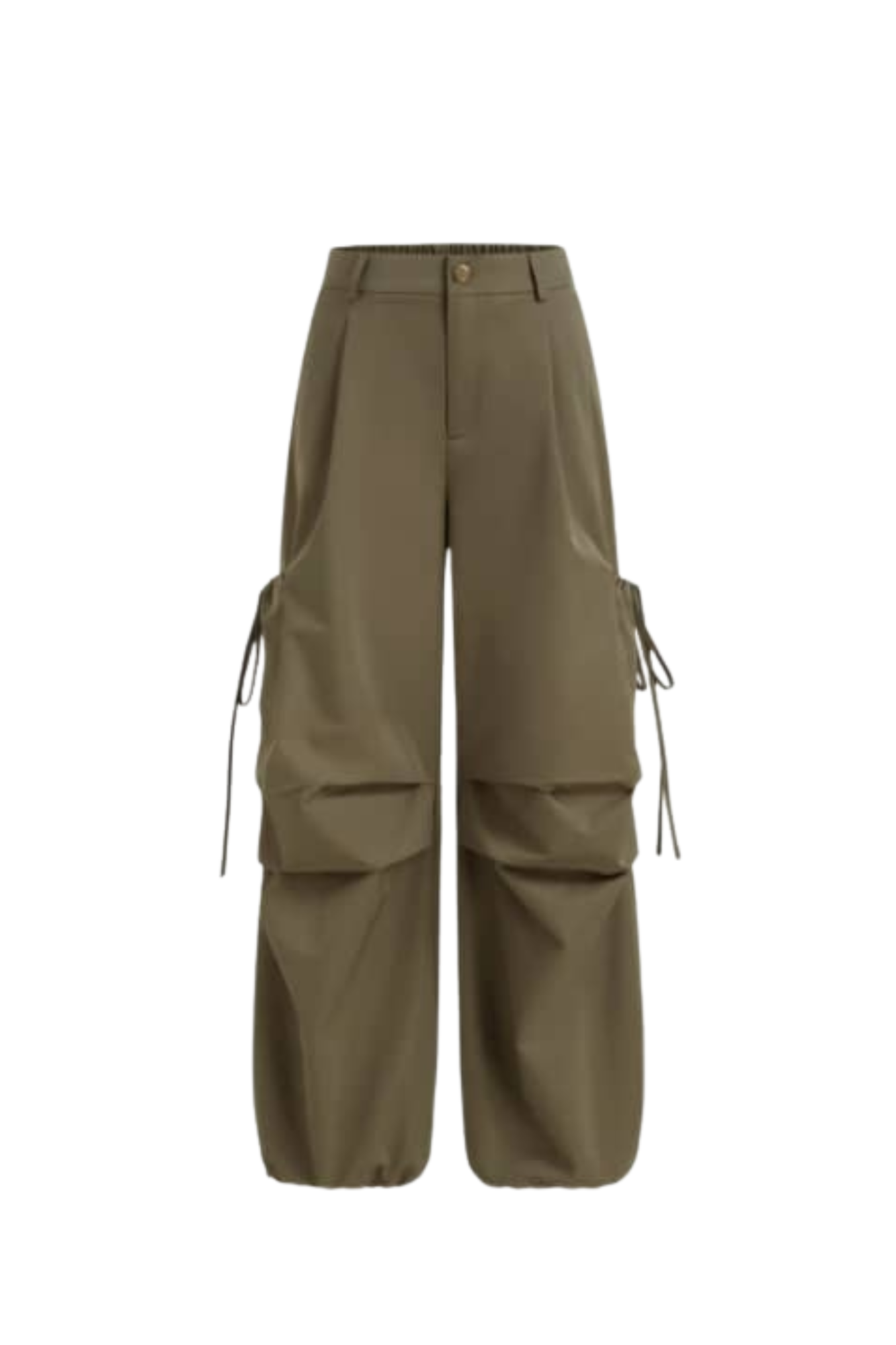 DARK GREEN WIDE LEG CARGO PANTS