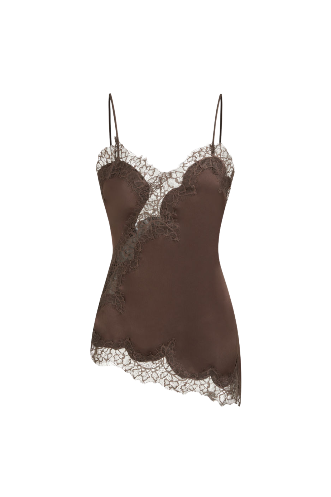 SATIN LACE BROWN CAMI