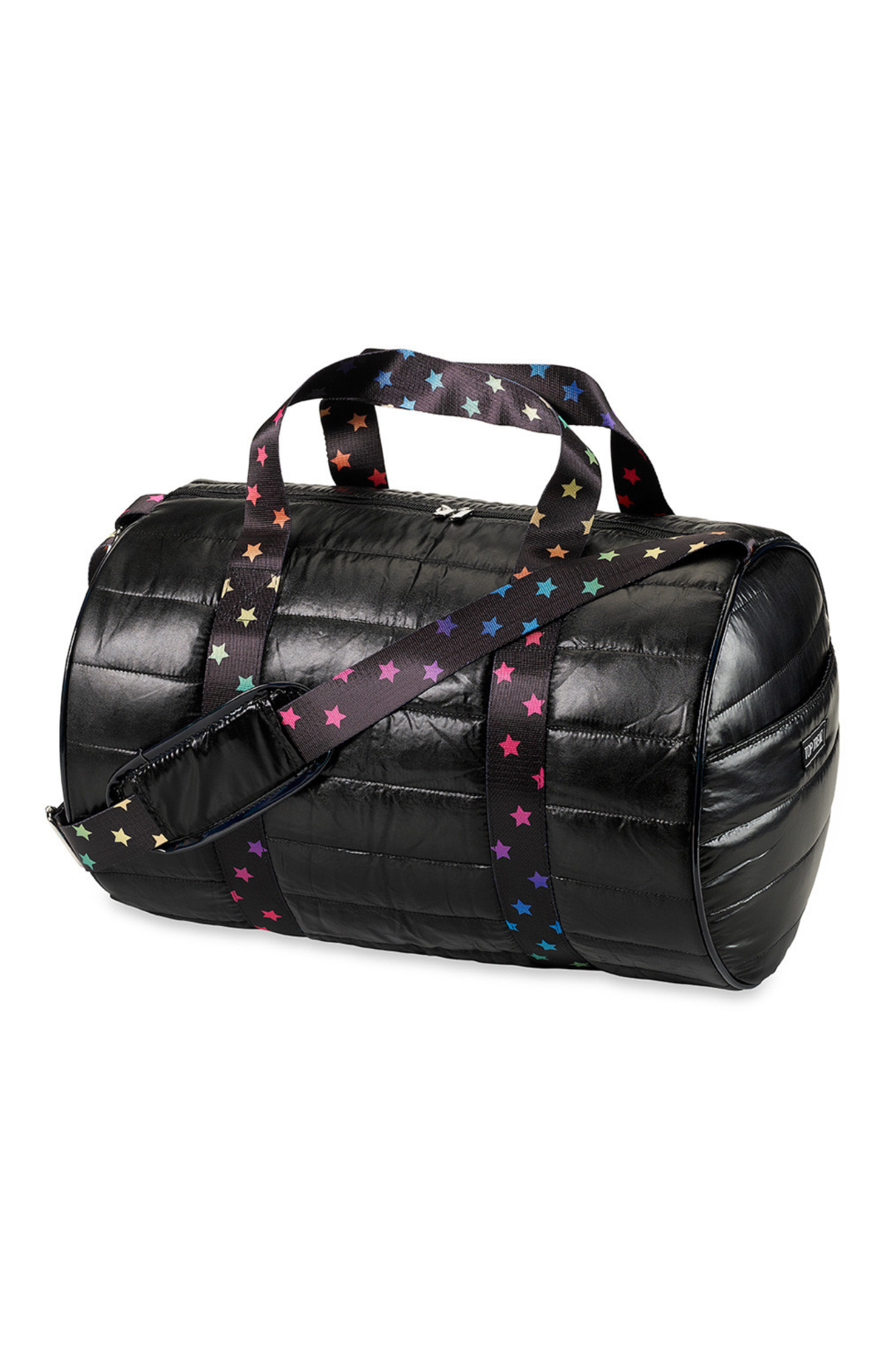BLACK PUFFER DUFFLE SCATTER STAR STRAP