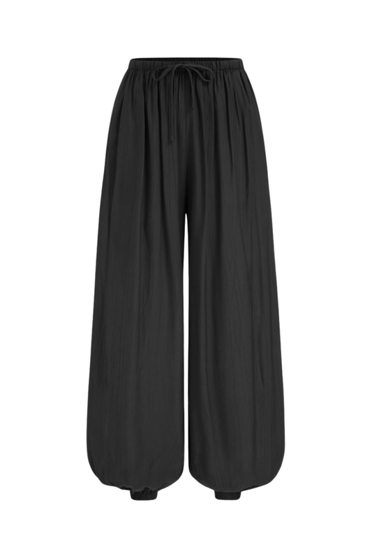 RUCHED BLACK TROUSERS