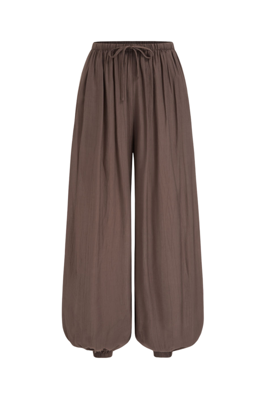 RUCHED COFFEE TROUSERS