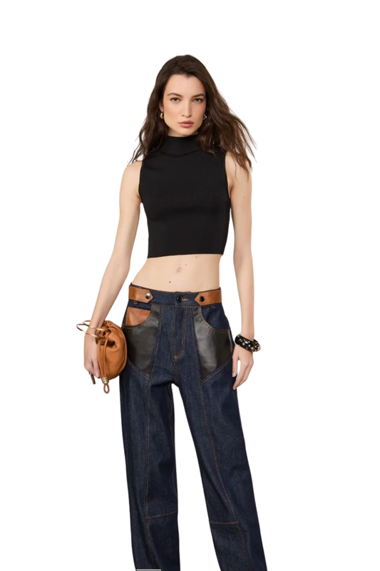 JEANS A LA CADERA  CON CUERO