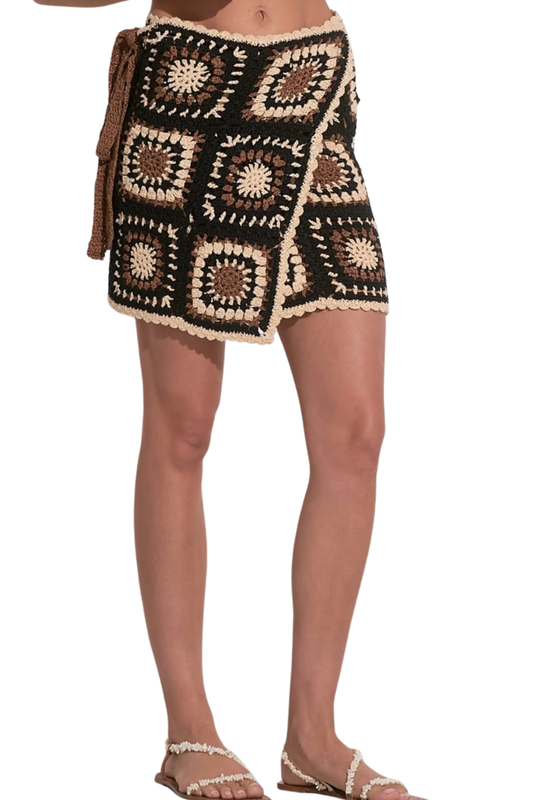 CROCHET WRAP BLACK SKIRT