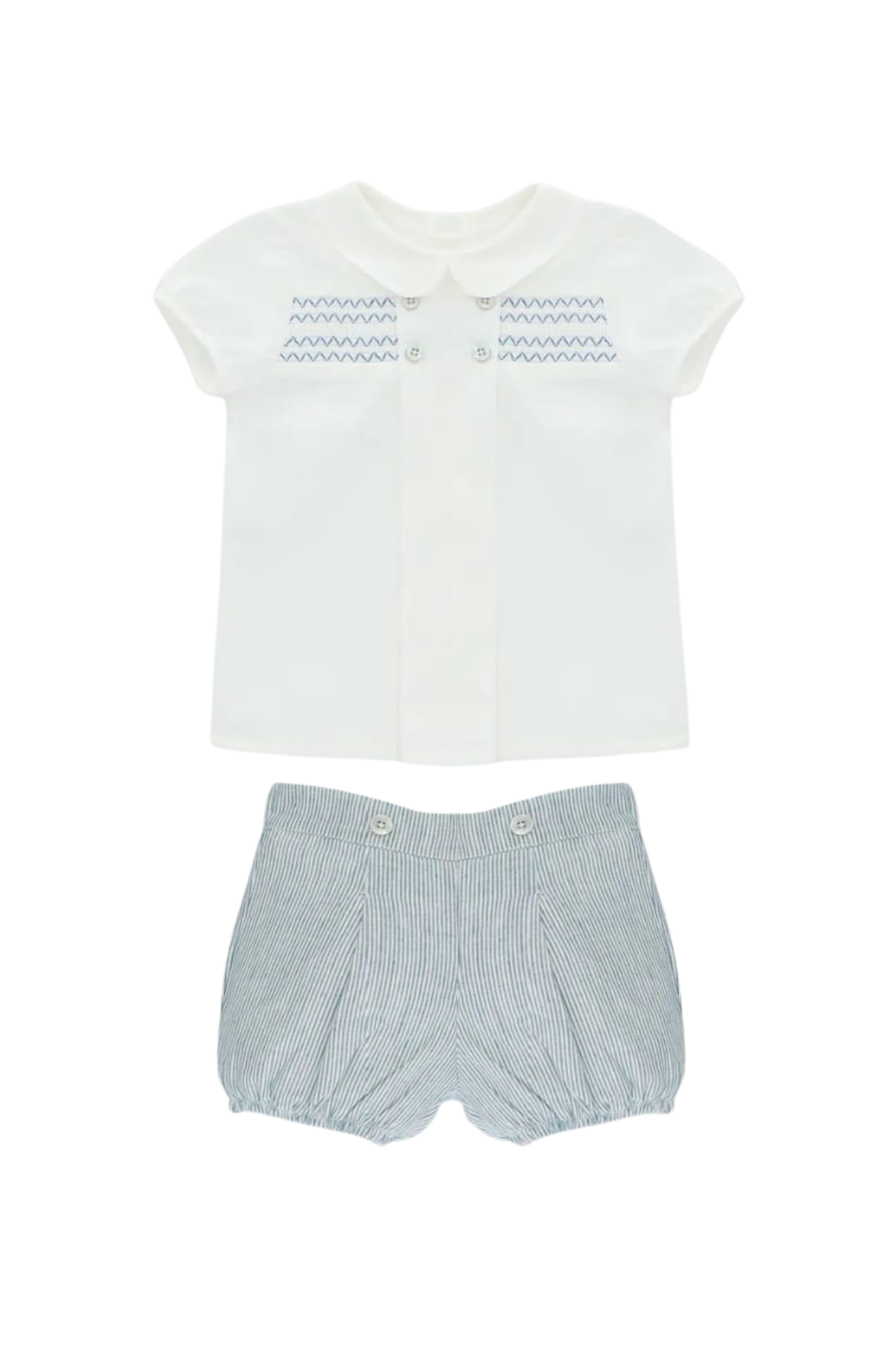 CONJUNTO NIÑO PUNTO SMOCK AZUL