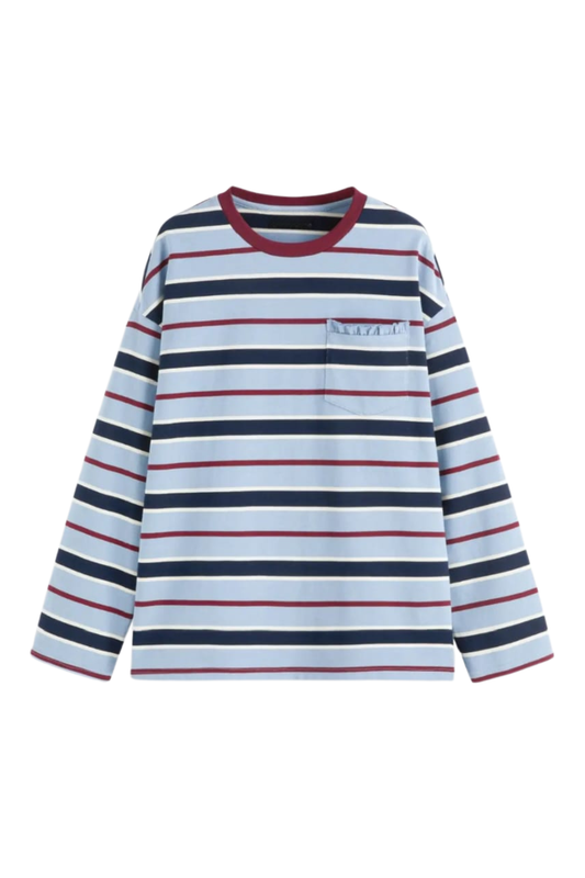 COTTON STRIPE OVERSIZED TEE