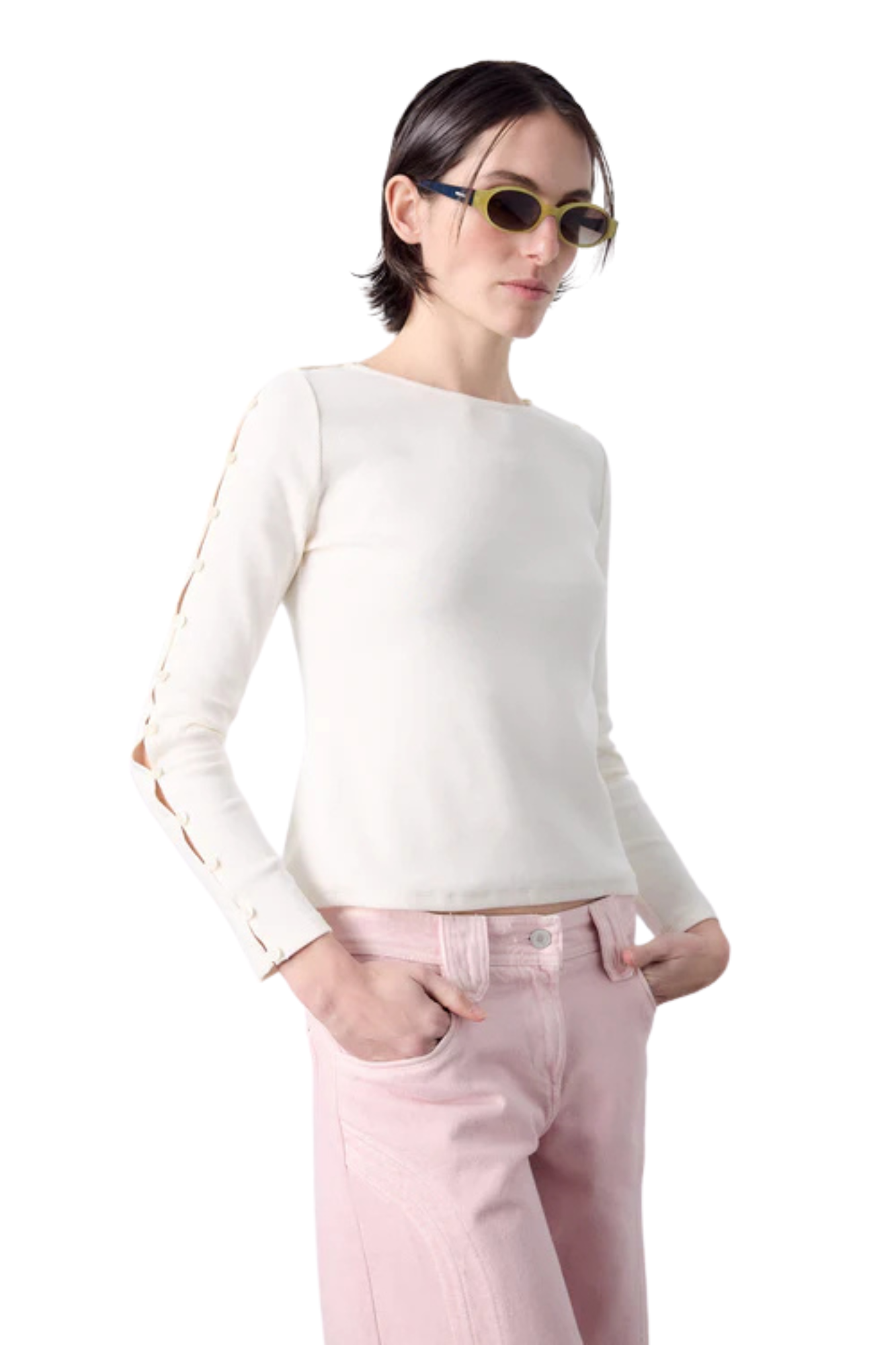 CAMISETA BOTONES BLANCA